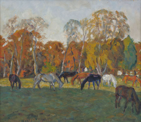 unknow artist A landscape with horses,